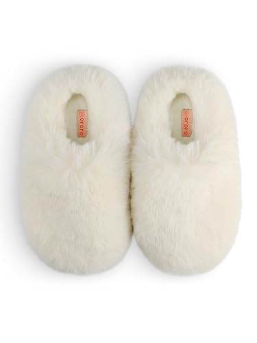 ORORO Unisex Fuzzy Slip-On Slippers, Plushy Warm House Shoes for Indoor Outdoor