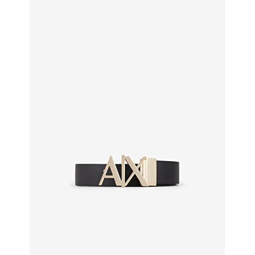 Armani Exchange mens Gold Buckle Reversible Hinge Belt