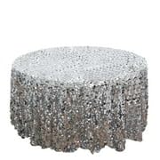 Efavormart 120" Big Payette Sparkly Sequin Round Tablecloth for Wedding Banquet Party - Silver - Premium Collection