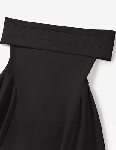 ZESICA Cocktail Dresses for Women's Elegant Off Shoulder Short Sleeve Swing A Line Wedding Evening Party Midi Dress