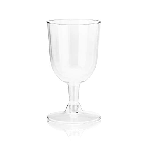 True Party Disposable Plastic Wine Glasses, Stemmed Clear Plastic Cups for Outdoors, Parties, 6 Oz Set of 20
