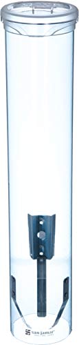 San Jamar Small Pull-Type Cup Dispenser Fits 3-4.5 Oz Cone Cups, 3-5 Oz Flat Cups with Flip Caps for Restaurants, Dining H...