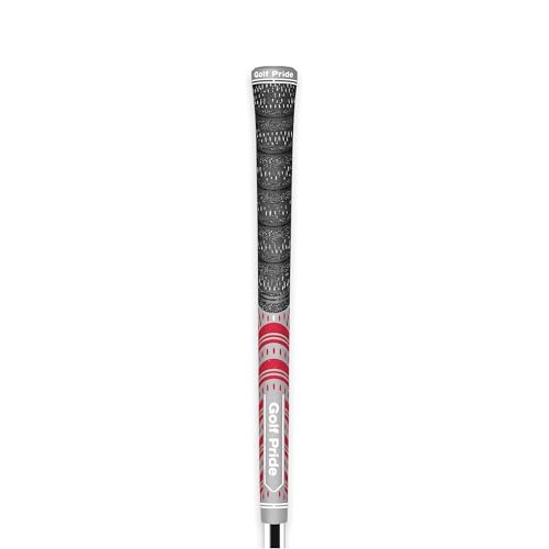 Golf Pride MCC Golf Club Grip - All-Weather Hybrid Grip - Brushed Cotton Cord & Pebbled Texture - Moisture-Wicking Technology - Grey/Red