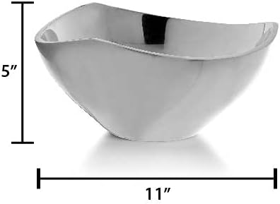 Nambe Tri-Corner Bowl | Made of Metal Alloy | Large Silver Serving Bowl for Side Dishes, Home Decor, and Fruit | Use for Countertop Display and Home Bar Décor | 11-Inch