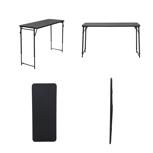 COSCO 14440BLK1E Plastic Top Adjustable Height Folding Table 20" x 48" Black