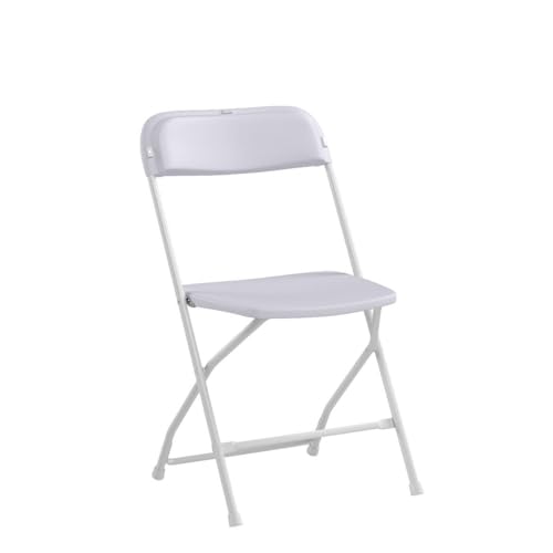 VINGLI 10 Pack White Plastic Folding Chair, Indoor Outdoor Portable Stackable Commercial Seat with Steel Frame 350lb. Capa...