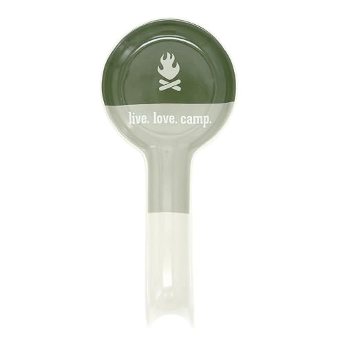 Pavilion Gift Company - Live. Love. Camp. - 9.25" Stoneware Ceramic Spoon Rest Woodsy Outdoorsy Adventure Cabin Camping Ca...