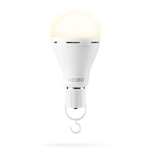 NEBO BLACKOUT BACKUP Emergency Bulb | 850 Lumens, 4 Light Modes, LED Rechargeable Light Bulb, Automatic Charging, Works Wi...