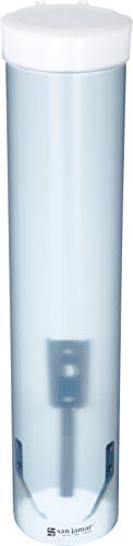 San Jamar Medium Pull-Type Cup Dispenser 4-10 Oz. Cups with Flip Cap for Restaurants, Home, And Office, Plastic, 16 Inche...