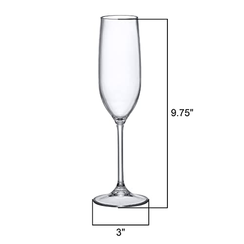 Amazing Abby - Crystal - 8-Ounce Unbreakable Tritan Champagne Flutes (Set of 6), Plastic Wine Glasses, Reusable, BPA-Free,...