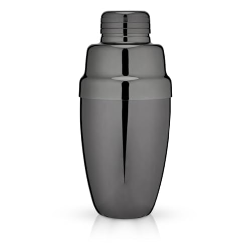 Viski Gunmetal Heavyweight Cocktail Shaker with Strainer, Stainless Steel Drink Mixer for Cocktails, Margarita, Martini, B...