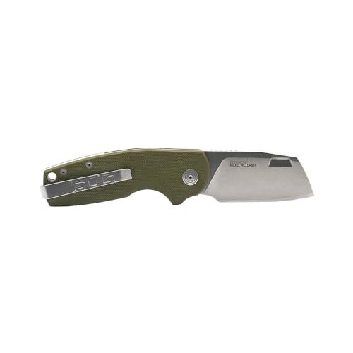 SOG Stout FLK Cleaver Daily Carry Folding Knives | G10 & Steel Handle | CRYO D2 Steel Blade | Short-Blade Frame Lock Folder