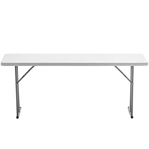 BTEXPERT 6-Foot - 72" Long White Granite Plastic Folding Seminar Training Table Portable 18" Wide Narrow, 29" High, Events...