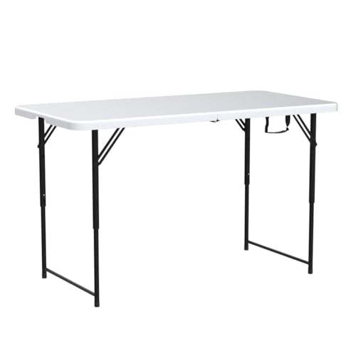Goplus 4ft Folding Table, 48 x 24 Inch Indoor Outdoor Foldable Plastic Folding Tables, Height Adjustable Portable Rectangu...