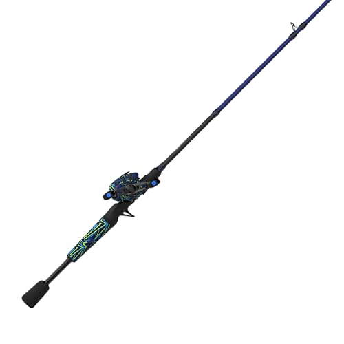 Zebco Roam Baitcast Reel and Fishing Rod Combo, 6-Foot 6-Inch 2-Piece Fiberglass Rod with Split-Grip MaxTac Rod Handle, Lightweight Graphite Frame