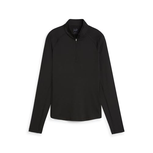 PUMA Women's You-V Solid 1/4 Zip, Black Shade, S