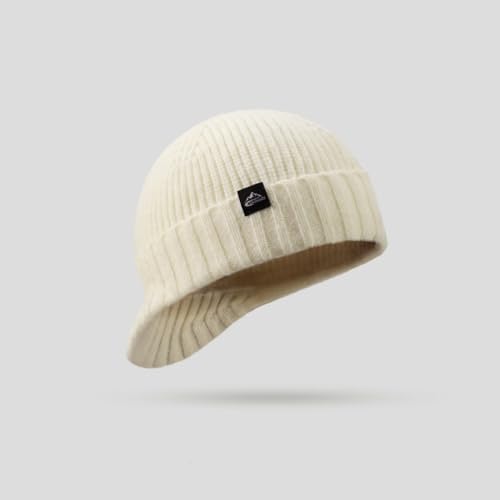 Men's Black Thermal Winter Beanie Hat Fleece Lined Skull Cap for Cold Weather Windproof Soft Warm Knit Hat for Outdoor Sports