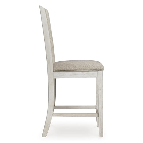 Signature Design by Ashley Skempton | 2-Count 24" Counter-Height Upholstered Bar Stools – Coastal Chic Ladder-Back, Antiqu...