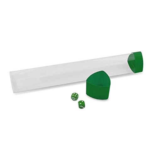 BCW Green Playmat Tube with Dice Cap | Includes 2 Free Dice | Tri-Oval Design Prevents Rolling | Oversized Cap for Storage | Durable Plastic Tube for MTG, TCG Playmats, and Game Mats