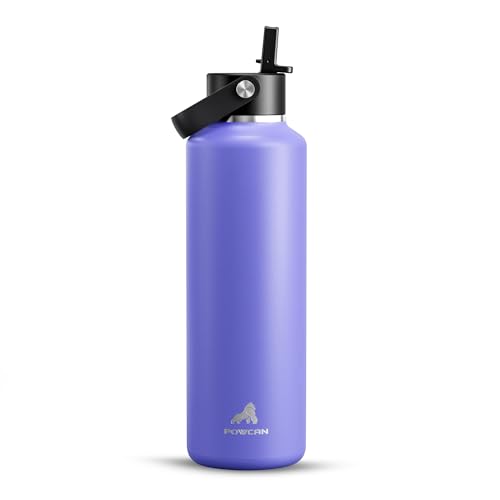 POWCAN 24 oz Travel Water Bottle: Leakproof, Cold for 24H, BPA-Free, Top Handle, Insulated Stainless Steel Water Bottle wi...