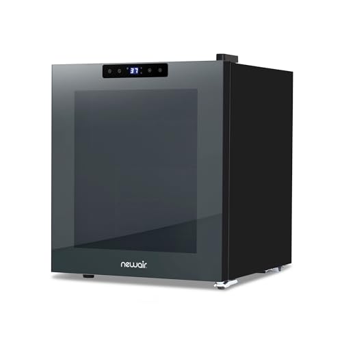 NewAir 16 Bottle Wine Cooler Refrigerator, Shadow Series Freestanding Wine Fridge with Mirror Glass Door, UV-Protected Glass & Quiet Compressor Cooling, Compact Wine Cellar