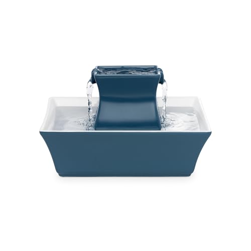 PetSafe Drinkwell Pagoda Fountain - Hygienic Ceramic Continuous Flowing Fountain - Elevated Upper Bowl & Double Free-Falli...