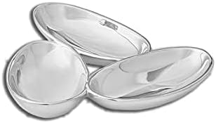 Nambé Tipsy Condiment Server – Modern Triangular Alloy Dish with Three Oval Compartments, Snack and Dip Display for Olives, Nuts, Appetizers, Hors d’Oeuvres, or Small Bites, Decorative Table Accent