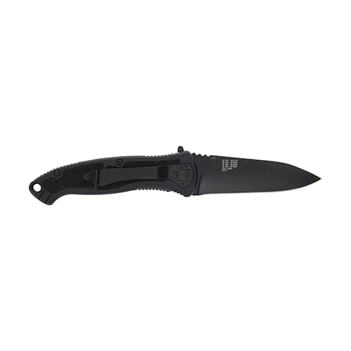 Smith & Wesson Large S.W.A.T. Folding Knife with 3.7in Drop Point Blade, Aluminum Handle, Stainless Steel, For Tactical, S...