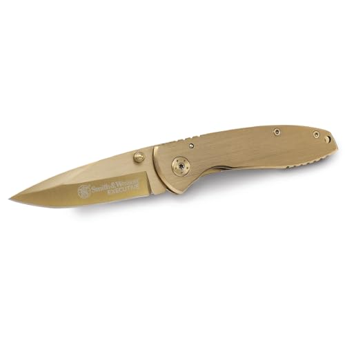 Smith & Wesson Executive CK110GL 6.8in High Carbon S.S. Folding Knife with 2.8in Drop Point Blade and Aluminum Handle for ...