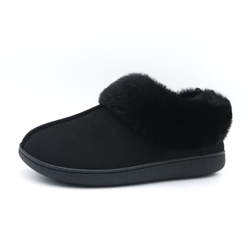 Jerzmy House Slippers for Women, Memory Foam Fuzzy Woman Slippers Suede Faux Fur with Arch Support Plush Lining Collar, Co...