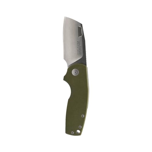 SOG Stout FLK Cleaver Daily Carry Folding Knives | G10 & Steel Handle | CRYO D2 Steel Blade | Short-Blade Frame Lock Folder