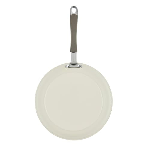 Rachael Ray Cucina Ceramic Nonstick Pots and Pans Set with Saucepans, Saute, Frying Pans, Stockpot, Lids, Pan Protectors, and Cooking Utensils, 13 Piece Non Stick Cookware Set - Almond