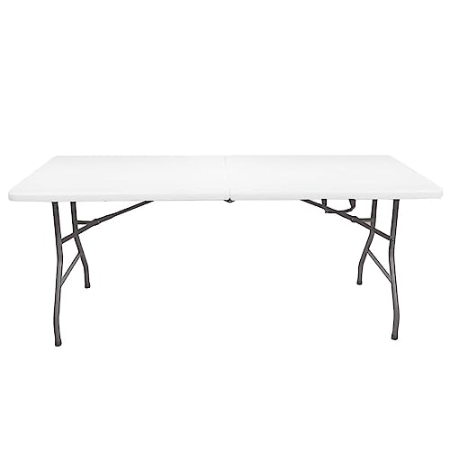 +gardenlife - Folding Table 6ft | Heavy Duty Plastic Event Table with Carrying Handle | No Assembly Required | Portable wi...