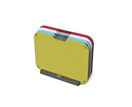 Joseph Joseph Duo Icon 4-piece colour coded Cutting Board Set with Storage Stand, Multicolour