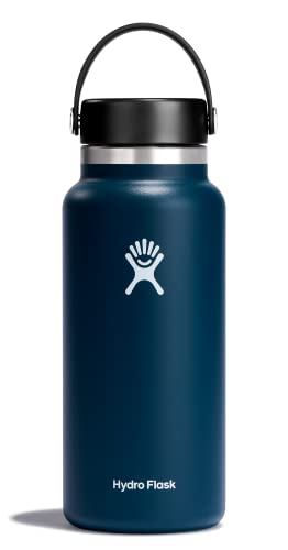 Hydro Flask Water Bottle - Insulated Stainless Steel - Wide Mouth Flex Lid, Non Spill, Leakproof and Refillable in 32 Oz I...