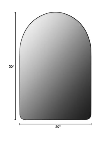 ANDY STAR Arched Mirror, 20" x 30" Brushed Nickle Bathroom Mirror in Stainless Steel Metal Frame, Arch Top Rounded Corner 1" Deep Set Design Wall Mount Hangs Vertical