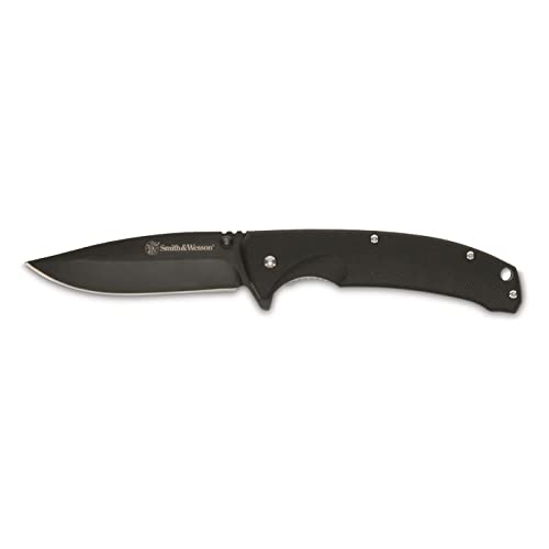 Smith & Wesson Velocite 7.75in High Carbon S.S. Assisted Folding Knife with 3.5in Clip Point Blade and Polymer Handle for ...