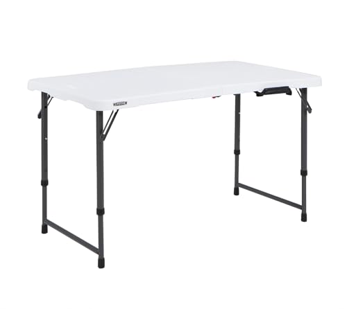 LIFETIME Fold-in-Half Adjustable Folding Table, 4 Foot