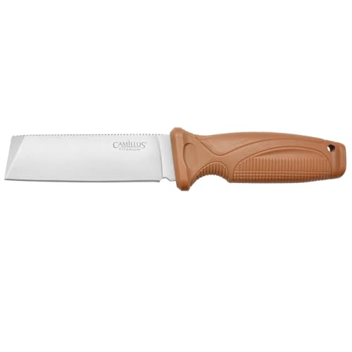 Camillus Swedge 8.75" Brown Cleaver Blade Durable Corrosion-Resistant 420 Stainless Steel Outdoor Tactical Full Tang Fixed...