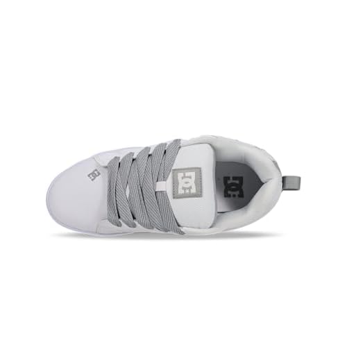 DC Men's Court Graffik Skate Shoe, White/Grey, 10.5