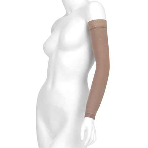 Juzo Soft 2000 15-20mmhg Standard Armsleeve with Silicone Top Band for Women, Beige, 2 (II) Regular