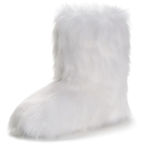 IXU Women's Faux Fur Boot Furry Fluffy Round Toe Suede Snow Winter Women Boots Comfy Plush Warm Short Outdoor Indoor Flat ...