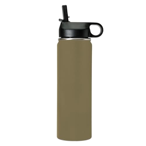 LaserGram Personalized Water Bottle, Bass Fish, Stainless Steel Double Wall Vacuum Insulated with Flip Top Straw, Custom E...