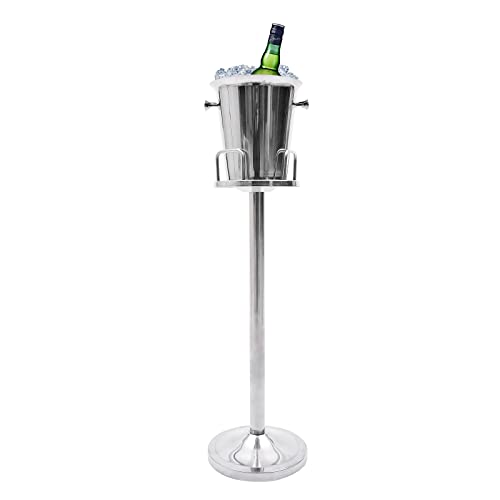 Champagne Ice Bucket with Stand, 5L/1.1Gal Stainless Steel Wine Bucket on Stand Ice Cube Chiller Container Standing Ice Bu...
