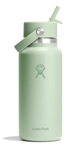 Hydro Flask Water Bottle - Insulated Stainless Steel - Wide Mouth Flex Straw Lid, Non Spill, Leakproof and Refillable in 3...