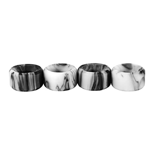 Teak Tuning Apex 61D Urethane Fingerboard Wheels - Slim Bowl Shaped, 7.5mm Diameter - ABEC-9 Stealth Bearings - Made in The USA - Grey & White Swirl Colorway