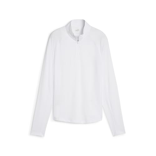 PUMA Women's You-V Solid 1/4 Zip, White, M
