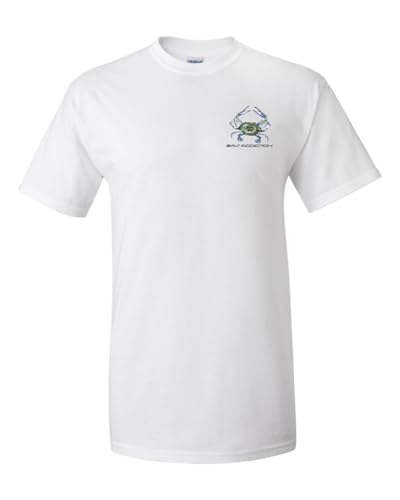 Salt Addiction Saltwater Blue Crab Fishing T-Shirt, Men's Short Sleeve, Cotton and 50/50 S-5XL