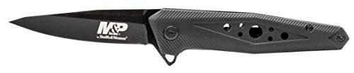 Smith & Wesson M&P 7in High Carbon S.S. Ultra-Glide Folding Knife with 3in Tanto Blade and Rubberized Aluminum Handle for ...