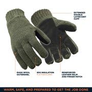 RefrigiWear Unisex Insulated Wool Leather Palm Gloves – Warm Winter Work Gloves for Cold Weather Protection